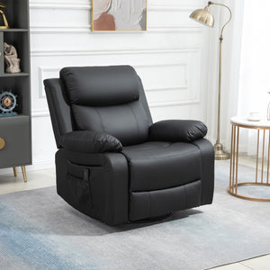 Faux Leather Recliner Chair with Vibration Massage, Black