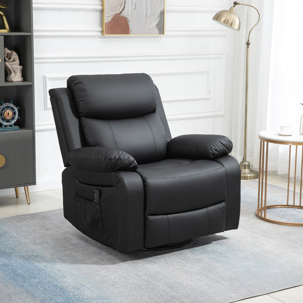 Faux Leather Recliner Chair with Vibration Massage, Black