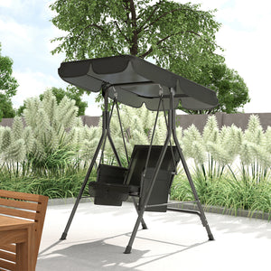 1-seater outdoor swing with adjustable canopy, removable seat and back cushions, black