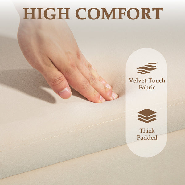 Folding Storage Ottoman Bench with Metal Legs, Beige