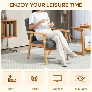 Modern accent chair with tufted back and solid wood frame, gray