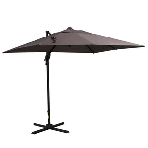 8-foot square cantilever parasol with cross base, light brown