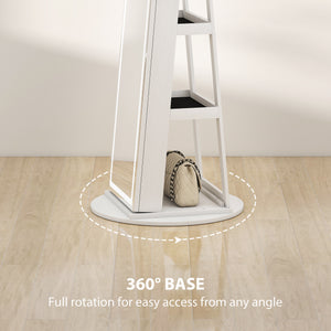 Jewelry cabinet with full-length lockable mirror, with LED, white