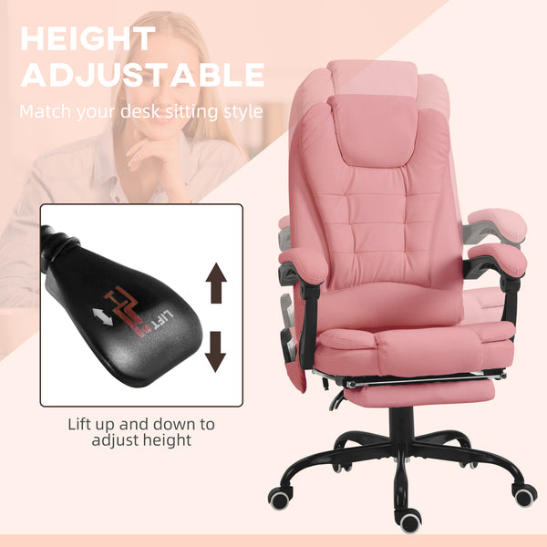 7-point vibrating massage chair with footrest, pink