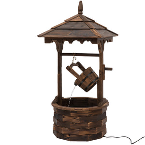 Outdoor cascading fountain with pump, made of natural wood