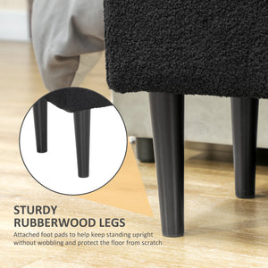 Modern storage bench with lambswool upholstery, black