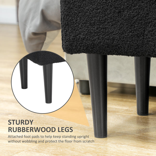 Modern storage bench with lambswool upholstery, black