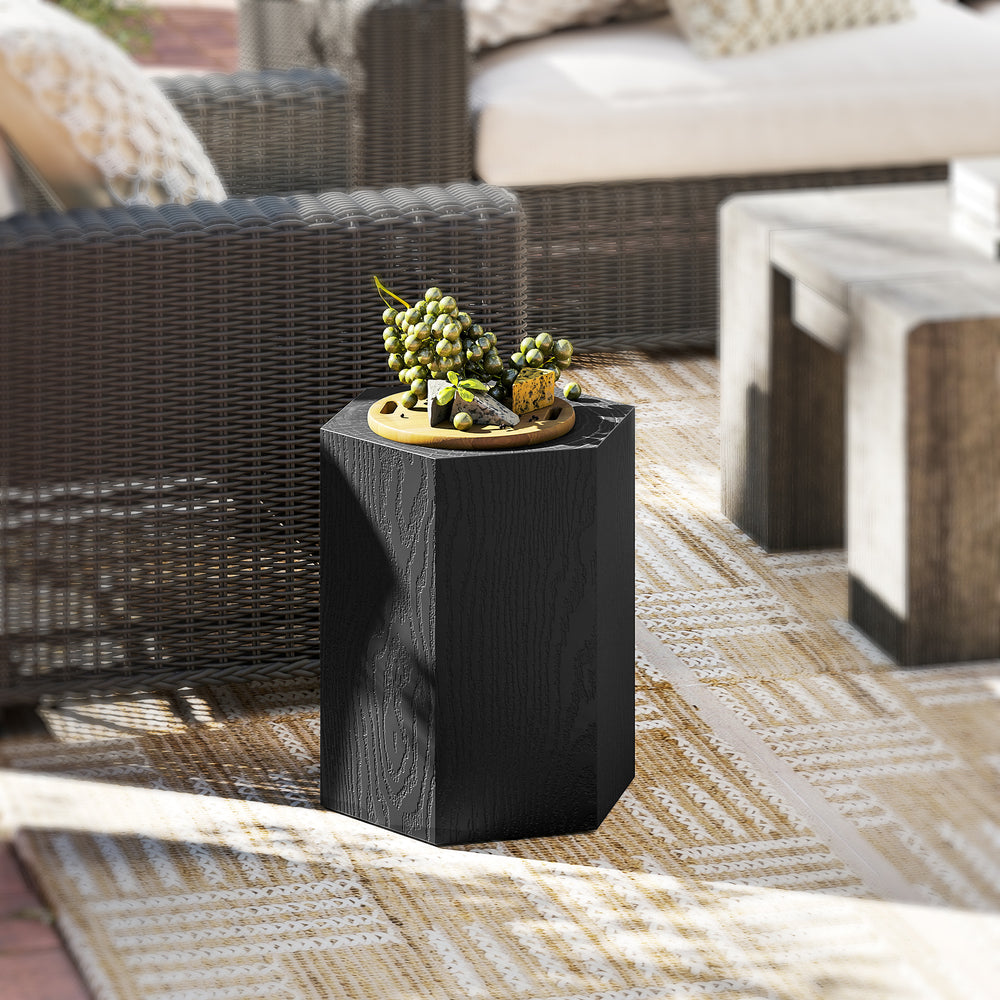 Hexagonal side table with 4 adjustable legs, black