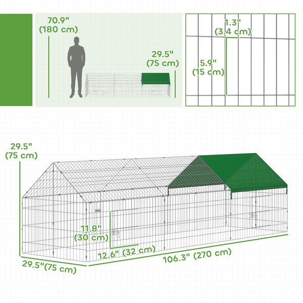 Metal chicken coop with UV-resistant lid