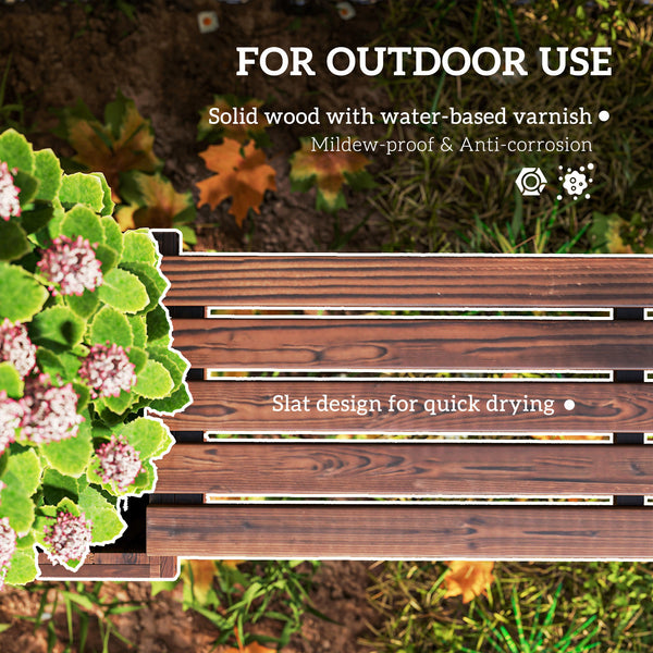 Raised Bench Planter for Patio and Park, 175 x 38 x 40 cm, Charred