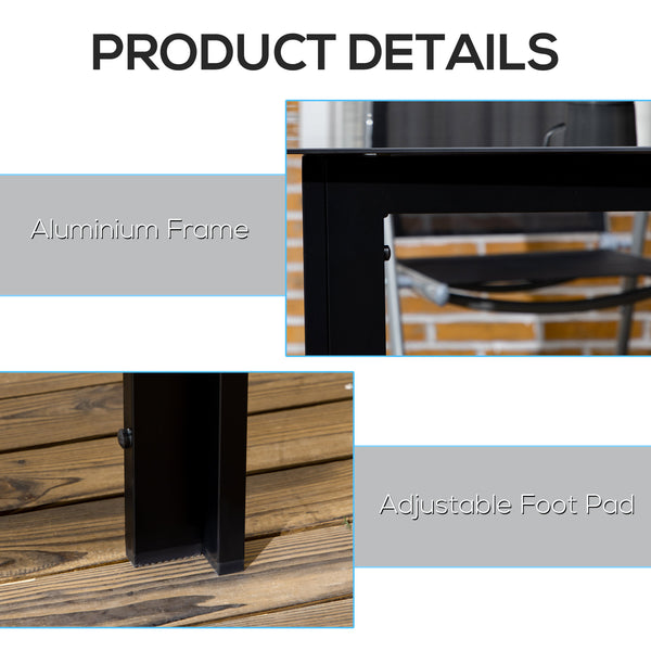 Rectangular black aluminum garden table