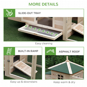 77" Chicken Coop with Nesting Box and Outdoor Run