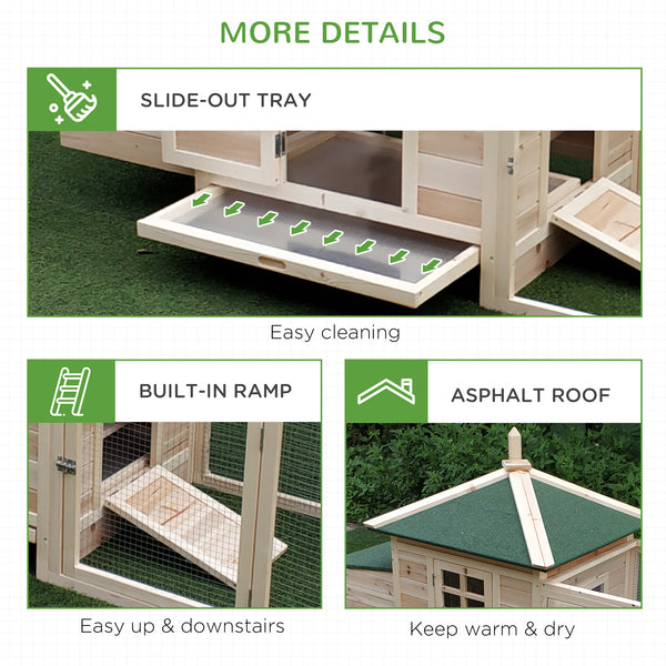 77" Chicken Coop with Nesting Box and Outdoor Run