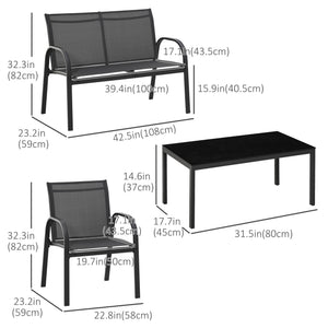 4-piece garden furniture set, dark grey