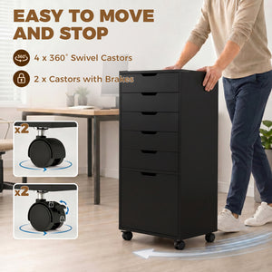 6-drawer mobile filing cabinet, black