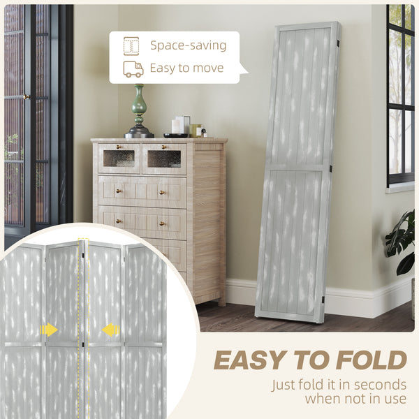 Folding room divider screen, gray