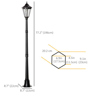 Outdoor solar street light with motion sensor, black
