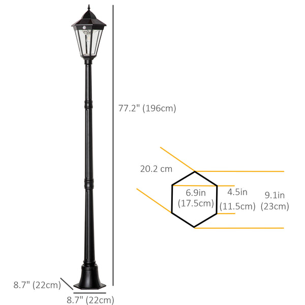 Outdoor solar street light with motion sensor, black