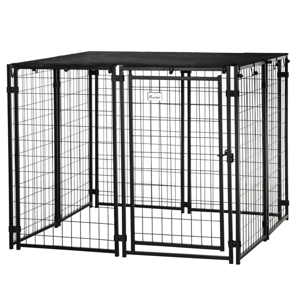 Lockable Outdoor Enclosure with Roof, Black