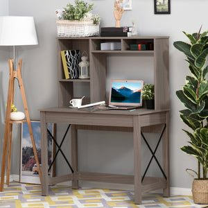 Computer desk with storage, brown