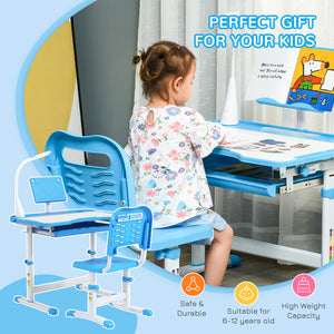 Children's study table with tilting top, blue