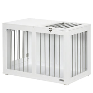 31.5-inch Double Door Pet Crate Furniture, White