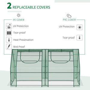 Portable mini greenhouse with 2 PE/plastic tarpaulins