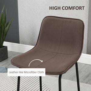 Set of 2 padded bar stools with steel legs, coffee color