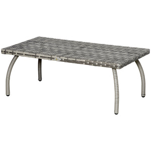 Outdoor coffee table made of weather-resistant resin wicker