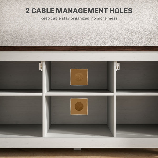 Farmhouse TV stand for TVs up to 50 inches, aged white