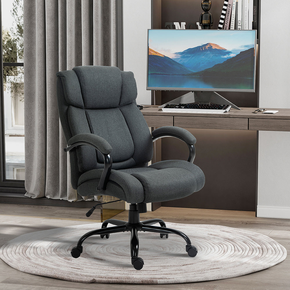High-capacity office chair with wide seat, pocket springs, and rocking function – Charcoal grey