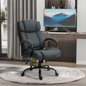 High-capacity office chair with wide seat, pocket springs, and rocking function – Charcoal grey