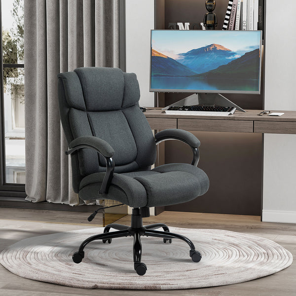 High-capacity office chair with wide seat, pocket springs, and rocking function – Charcoal grey