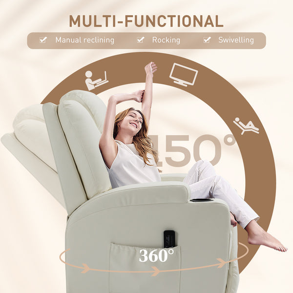 Massage chair with 8 vibration points, cream white