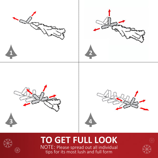 7ft White Artificial Christmas Tree with 1,230 Branches and Metal Stand