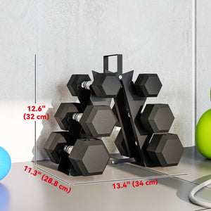 60 lb Hex Dumbbell Set with Rack, Non-Slip Handles