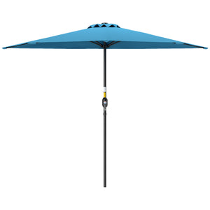 2.7m Half Round Parasol for Patio, Garden, Balcony, Window, Sun Shade with 5 Ribs, Light Blue