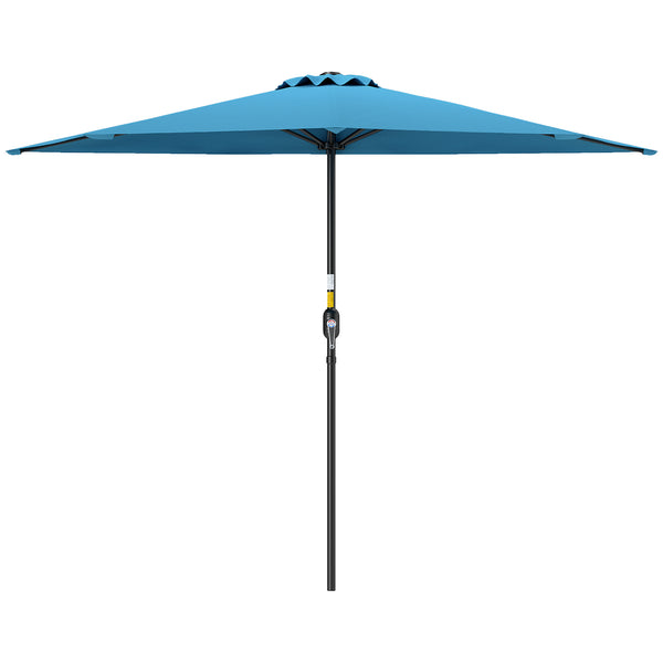 2.7m Half Round Parasol for Patio, Garden, Balcony, Window, Sun Shade with 5 Ribs, Light Blue