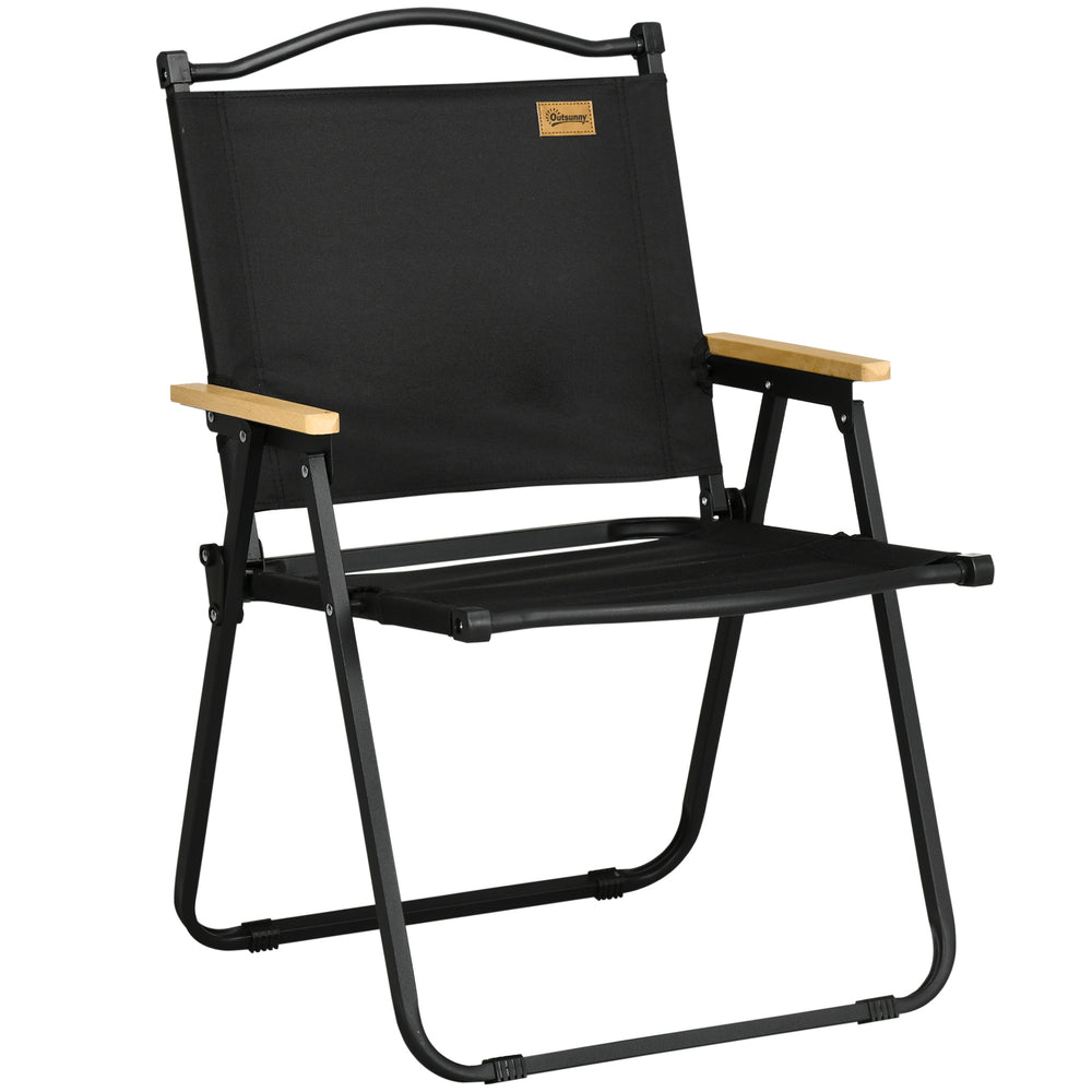 Camping Chair, Lightweight Folding Chair, Portable Armchair, Excellent for Festivals, Fishing, Black