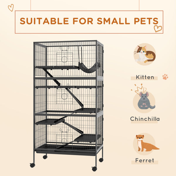 6 Tier Rabbit Cage with Locking Casters for Rabbits, Chinchillas and Ferrets, Black