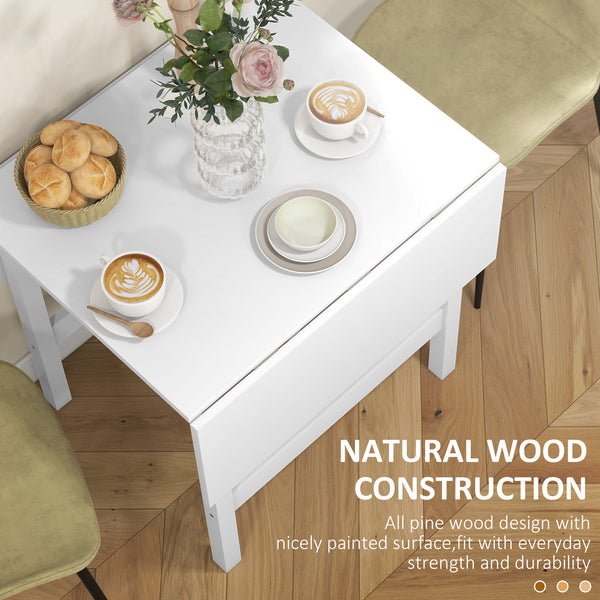 Country-style drop-leaf kitchen table for small spaces, white