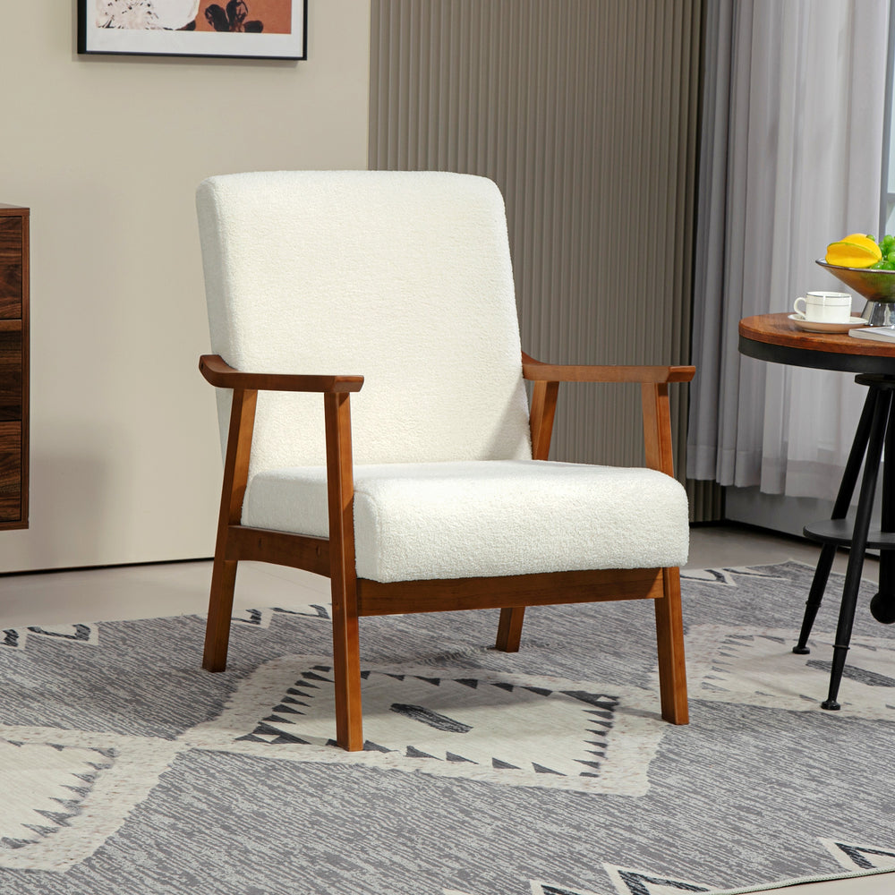 Accent chair with wide seat and thick padding, white