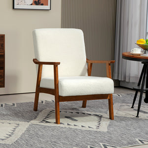 Accent chair with wide seat and thick padding, white
