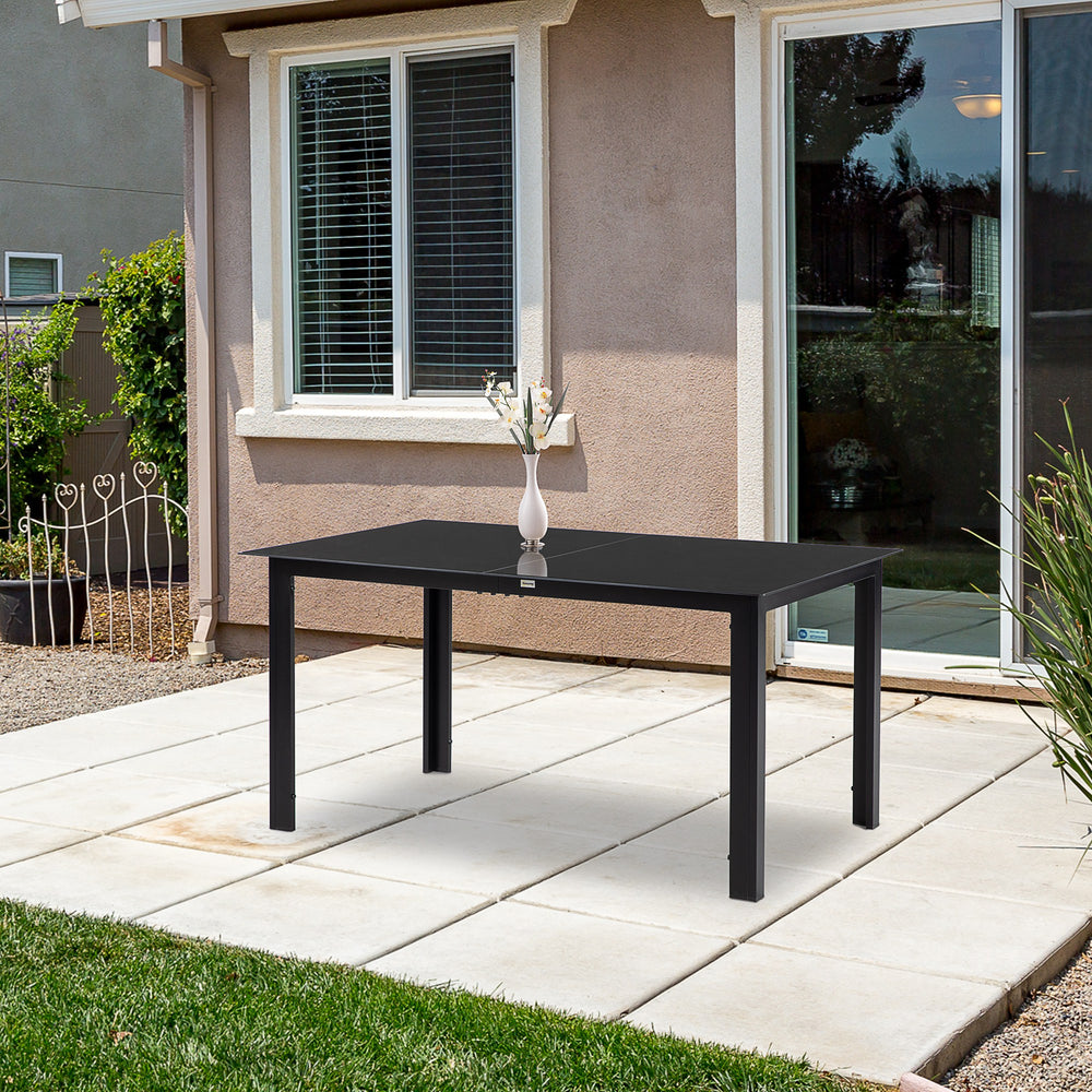 Rectangular black aluminum garden table