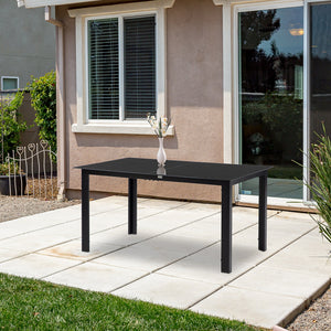 Rectangular black aluminum garden table