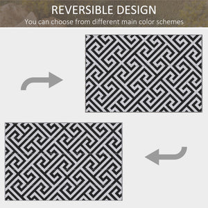 Reversible outdoor rug, black and white