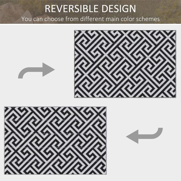 Reversible outdoor rug, black and white