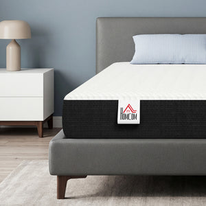 8-inch cooling memory foam queen mattress, lumbar support and medium-firm comfort – White and gray