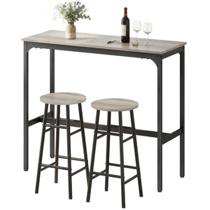 3 Piece Bar Table and Stool Set for 2 People, Pub Table and Chairs