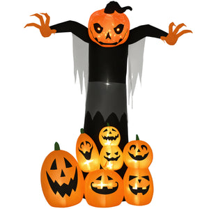 2.7m Halloween Inflatable Decoration, Pumpkin Ghost with Pumpkins, Inflatable Outdoor LED Display